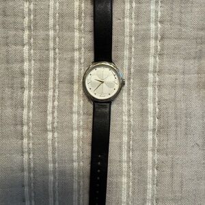 Kate Spade. ♠️ Black Leather Strap Watch with White Dial